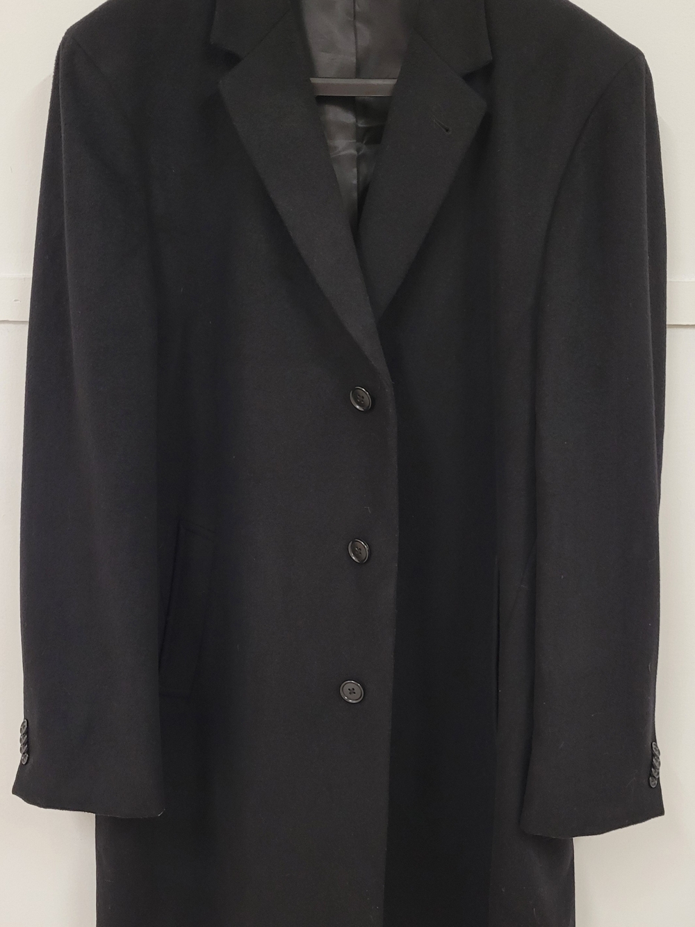 Tommy Hilfiger Men's Black Wool Blend Overcoat Jacket 46R XXL
